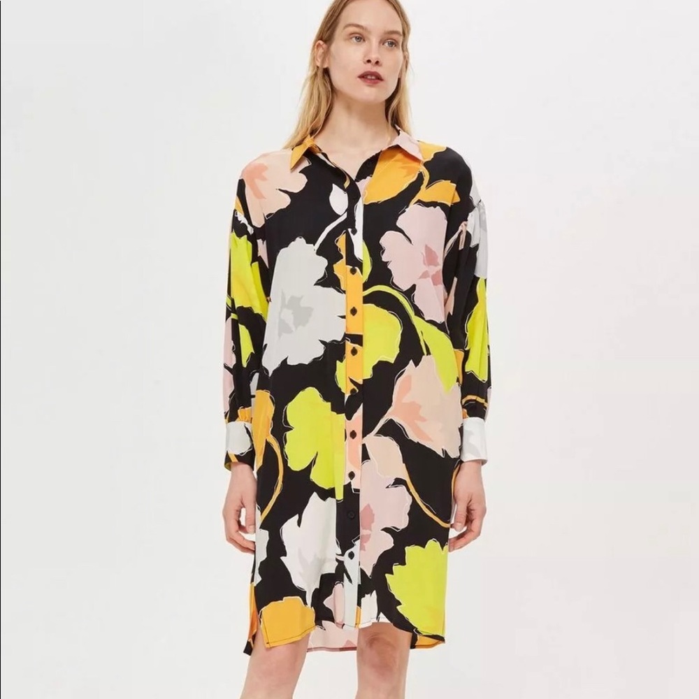 Floral Print Puff Sleeve Dress by Topshop Boutique